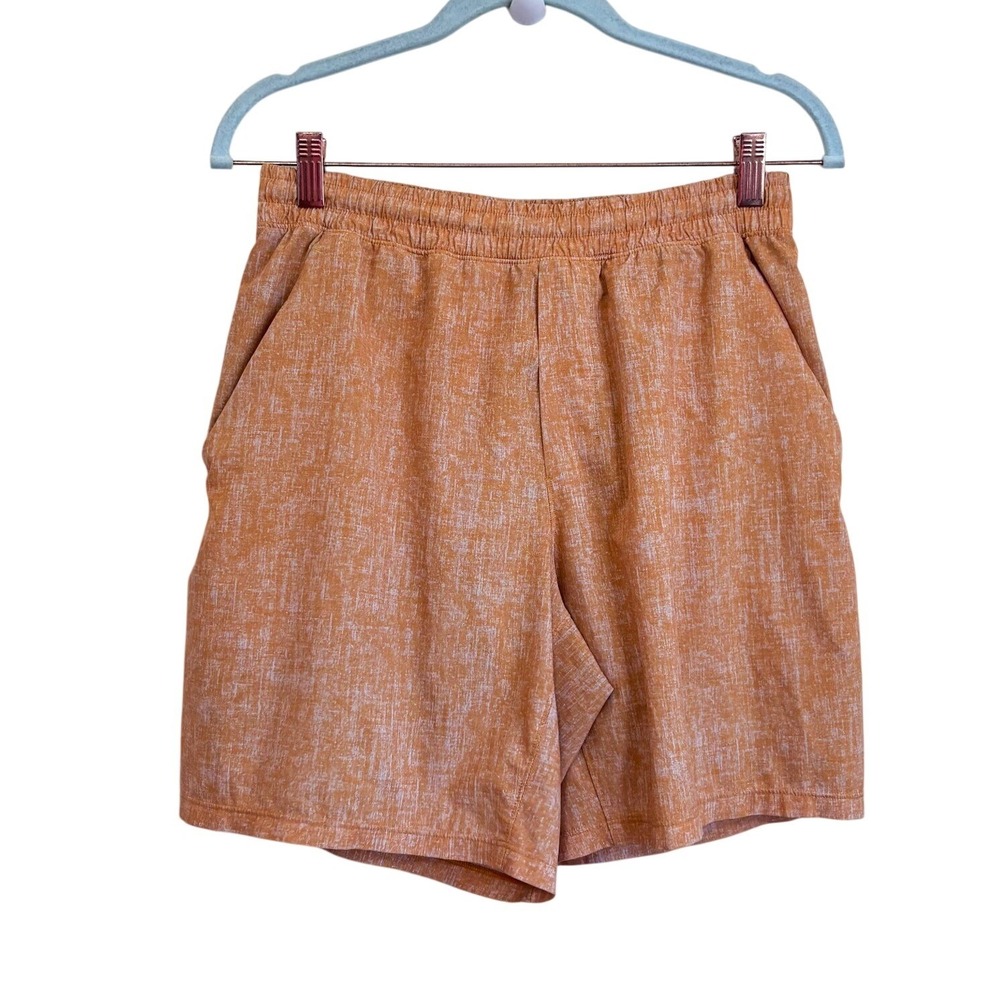 Lululemon Mens Pace Breaker Athletic Running Shorts Medium Orange Gym Training